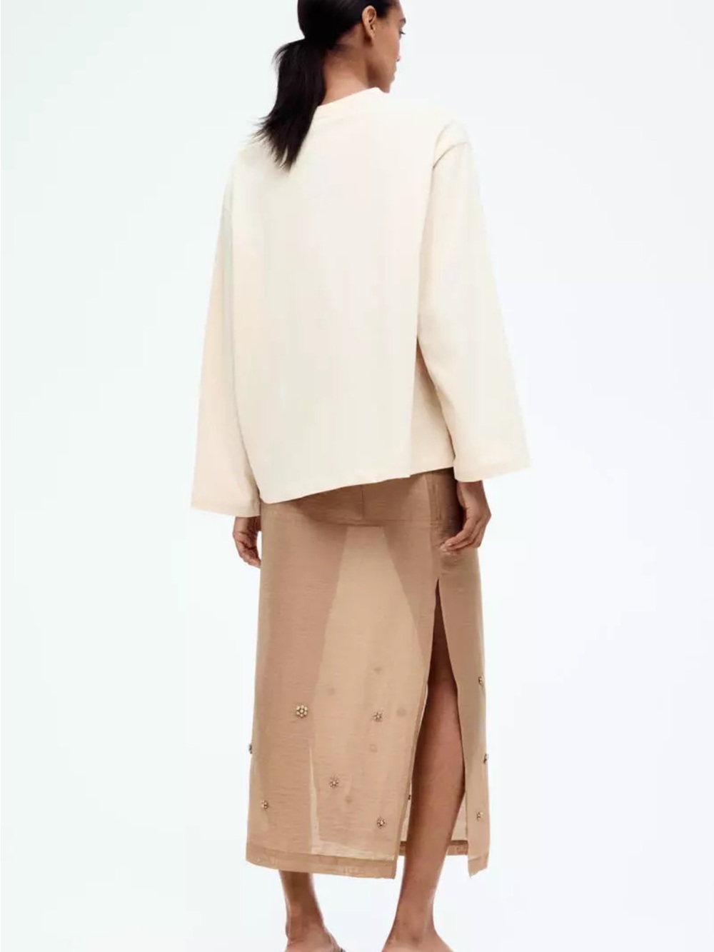 H&M Embellished Tan Midi Skirt - Picture 2 of 5